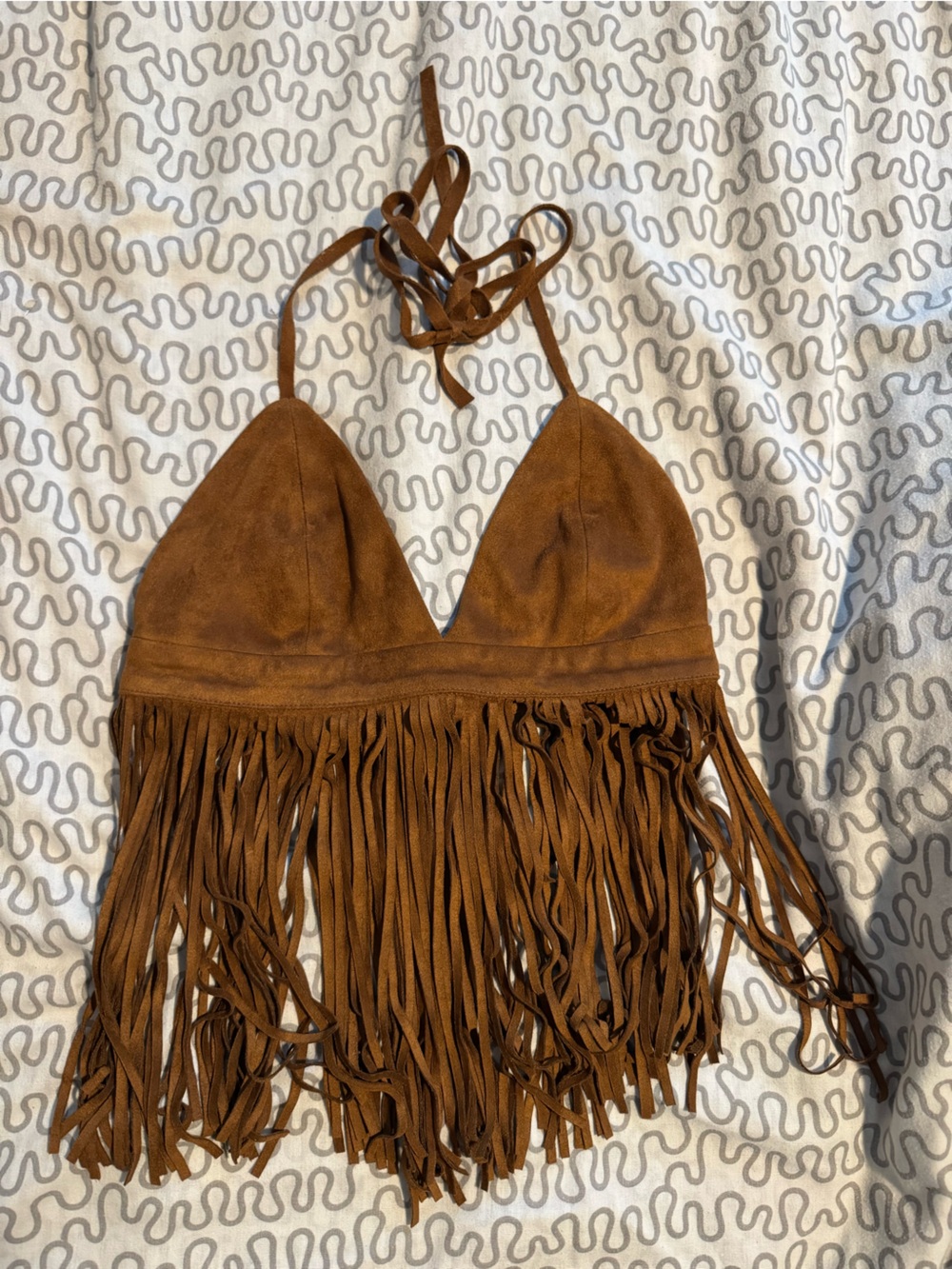 Forever 21 Brown Fringe Halter Top - Picture 1 of 3